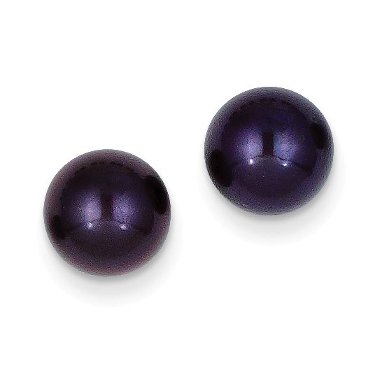 14k 8-9 mm Black Round Cultured Pearl Stud Earrings 14k 8-9 mm Black Round Cultured Pearl Stud Earrings